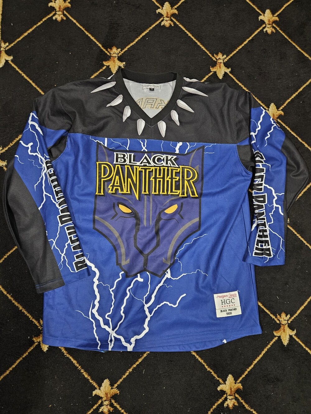 headgear classic black panther hockey jersey Size 4XL